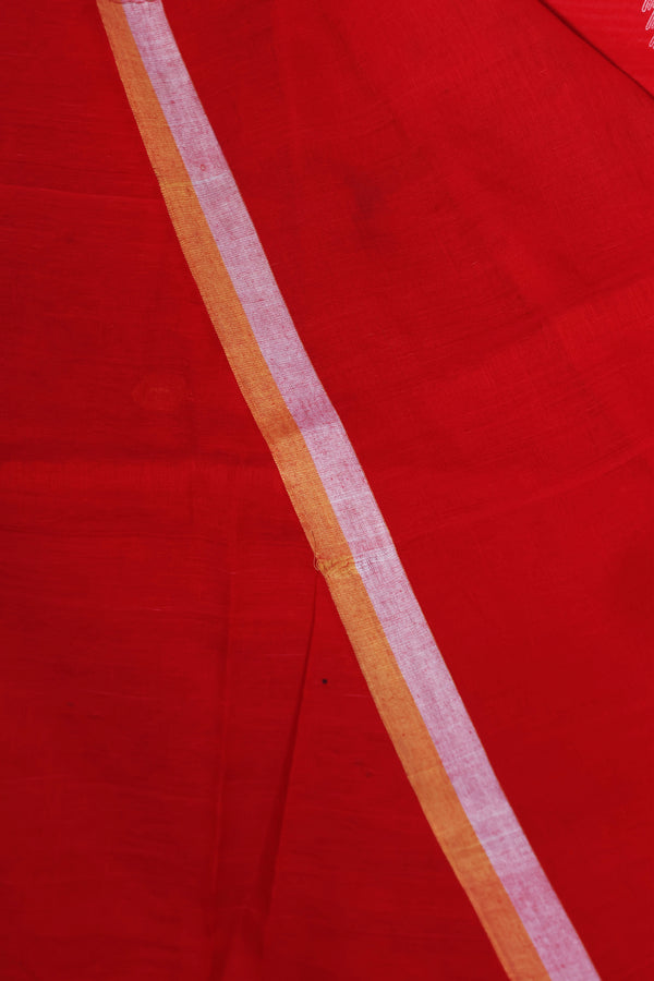 Red handwoven Jamdani cotton