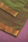 Mangalgiri cotton with Nizam Border- Moss Green- dual tone