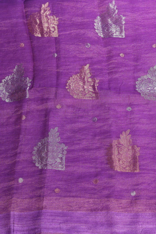 Lavender Matka Muslin jamdani - pure silk with silk mark