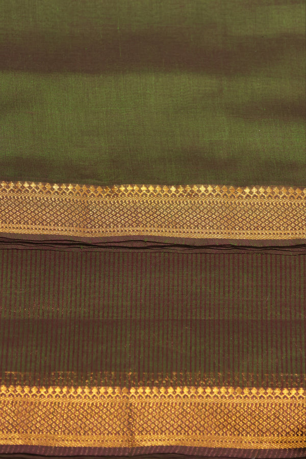 Mangalgiri cotton with Nizam Border- Moss Green- dual tone