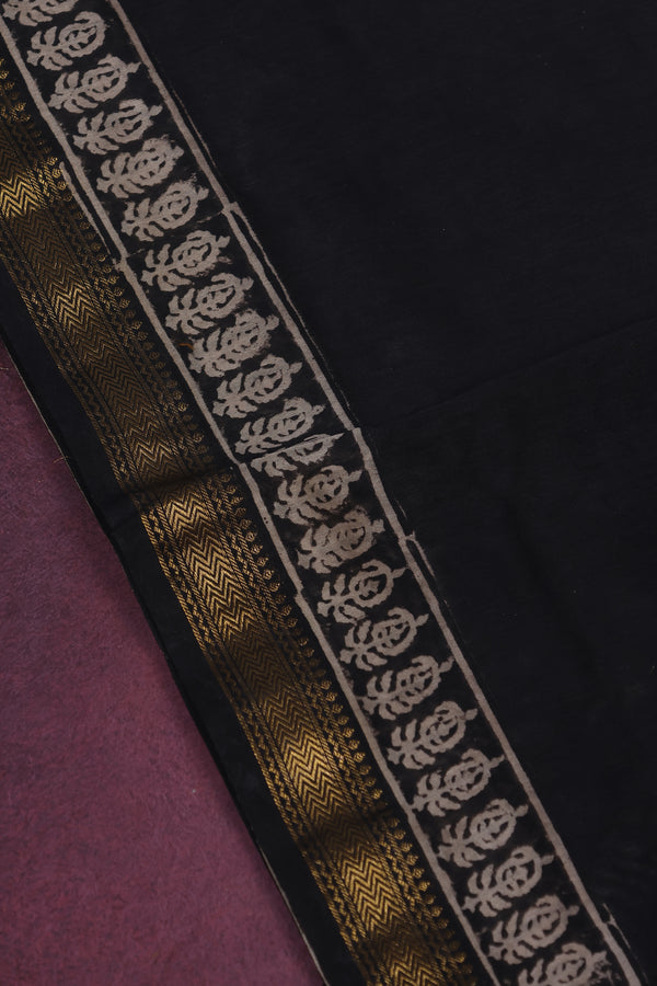 Maheshwari silk cotton with Yellow Ajrakh border