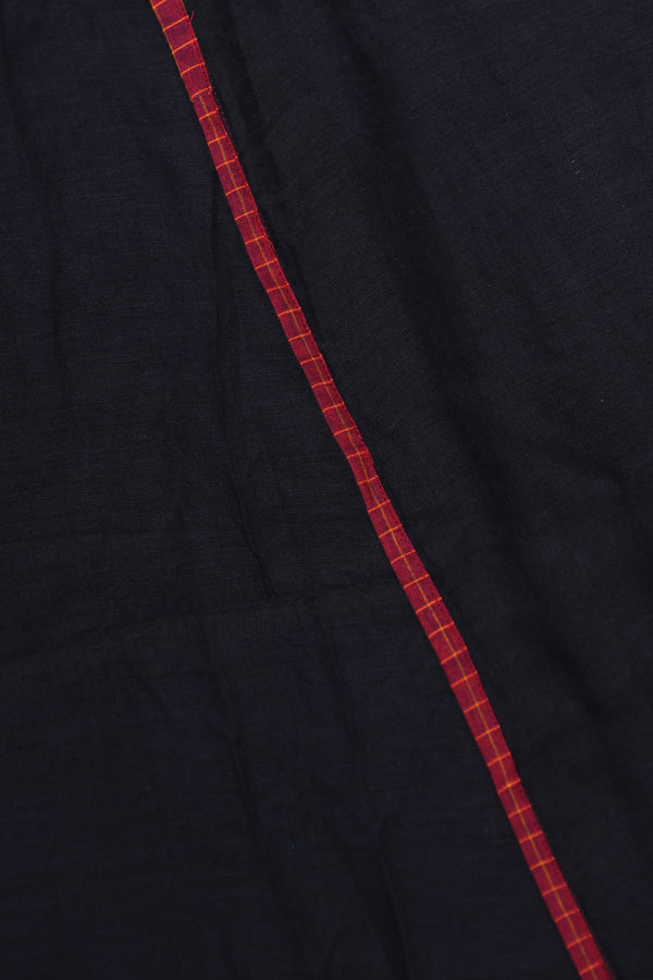 H.O.T curated- Black mull cotton with Ajrakh patch work border and mirror check patch work pallu