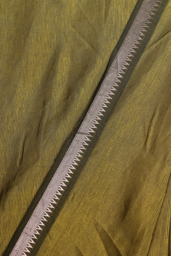 Green pure Mangalgiri silk with a hand painted pen kalamkari Anchal