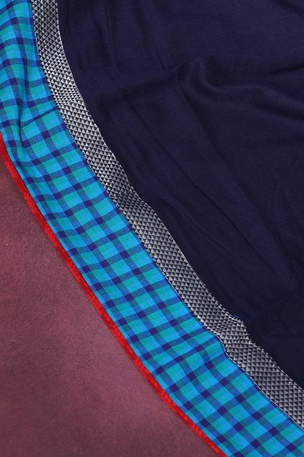 H.O.T curated- The navy blue drama - Red reverse border - Gajapathy Appliqué.