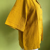 Mustard kala cotton shirt with hand-embroidered cuban collar