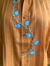 Cinnamon rust striped handloom shirt with applique and hand embroidery