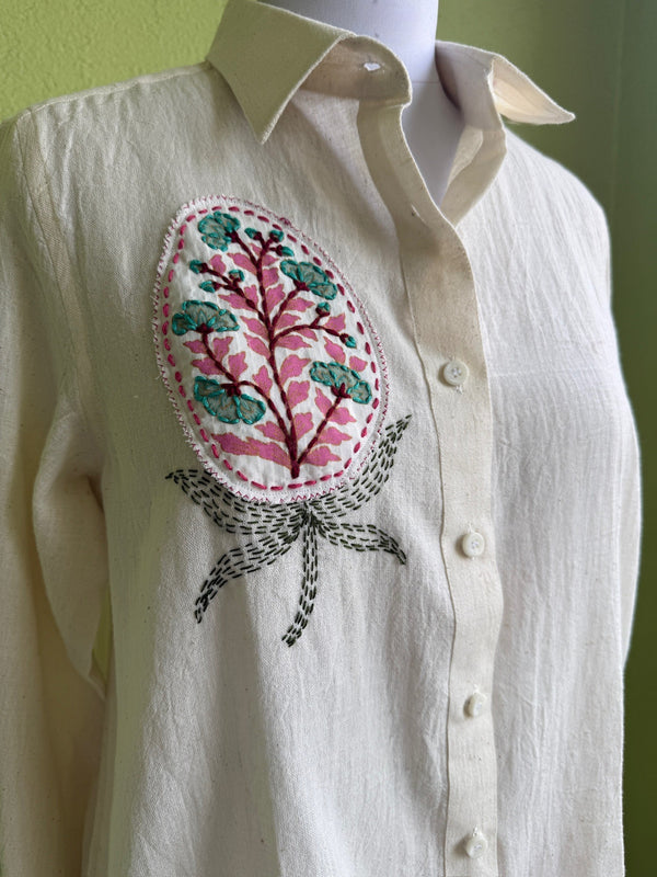 Off-white Kala cotton shirt with applique and hand embroidery