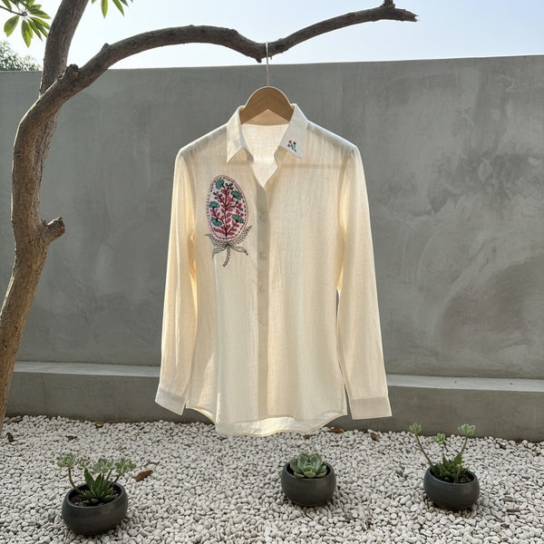 Off-white Kala cotton shirt with applique and hand embroidery