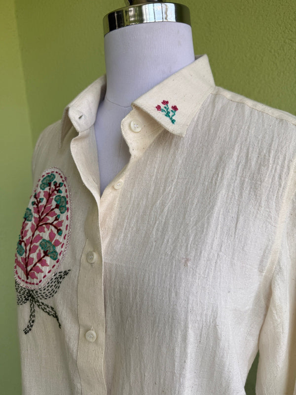 Off-white Kala cotton shirt with applique and hand embroidery