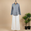 Grey Jamdani cotton shirt with wildflower hand embroidery