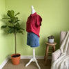 Maroon handloom shirt with woven motifs and embroidery