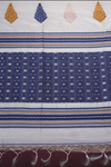 IRA-Handwoven Tussar silk cotton- Navy blue and off white