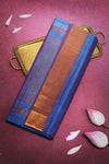 Blue Mangalgiri Cotton Saree with Broad Gold Nizam Border