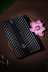 The Manipuri butta saree - Black and Cotton silver