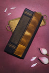 BlackMangalgiri Cotton Saree with Broad Gold Nizam Border