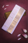 Lightest Lavender Mangalgiri Cotton Saree with Broad Gold Nizam Border