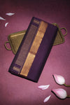 Purple Mangalgiri Cotton Saree with Broad Gold Nizam Border