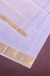 Lightest Lavender Mangalgiri Cotton Saree with Broad Gold Nizam Border