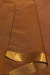Mangalgiri Cotton Saree with Broad Gold Nizam Border- Mustard brown