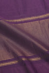 Purple Mangalgiri Cotton Saree with Broad Gold Nizam Border