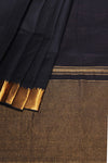 BlackMangalgiri Cotton Saree with Broad Gold Nizam Border