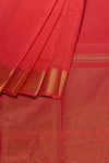 Tomato Red Mangalgiri Cotton Saree with Broad Gold Nizam Border