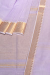 Lightest Lavender Mangalgiri Cotton Saree with Broad Gold Nizam Border