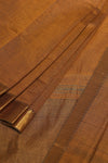 Mangalgiri Cotton Saree with Broad Gold Nizam Border- Mustard brown