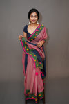 Pink Sherbet Mul Cotton with Reverse Border -Saree