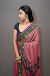 Pink Sherbet Mul Cotton with Reverse Border -Saree