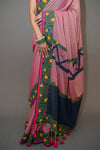 Pink Sherbet Mul Cotton with Reverse Border -Saree