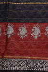 Chanderi silk cotton - Maroon with black zari border ( Partly - Pallu)