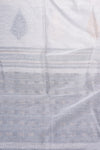 Ira - Pure Tussar Silk Cotton Off white and black with Minimal Golden border