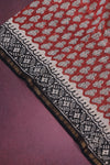 Chanderi silk cotton - Maroon with black zari border ( Partly - Pallu)