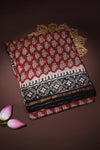 Chanderi silk cotton - Maroon with black zari border ( Partly - Pallu)