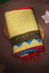 H.O.T curated - Red Mull Dramawith Blue Mangalgiri reverse border.