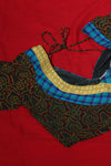H.O.T curated - Red Mull Dramawith Blue Mangalgiri reverse border.