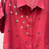 Maroon handloom shirt with woven motifs and embroidery