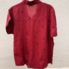 Maroon handloom shirt with woven motifs and embroidery
