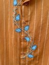 Cinnamon rust striped handloom shirt with applique and hand embroidery
