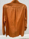 Cinnamon rust striped handloom shirt with applique and hand embroidery