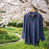 Blue Jamdani cotton shirt with woven buttis