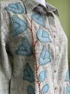 Khadi cotton shirt with leaf applique