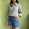 Khadi cotton shirt with leaf applique