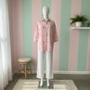 Blush pink Jamdani cotton shirt with mirror work collar