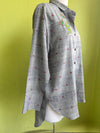 Grey Jamdani cotton shirt with wildflower hand embroidery