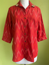 Red Cotton Ikat Mirror work shirt