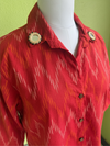 Red Cotton Ikat Mirror work shirt